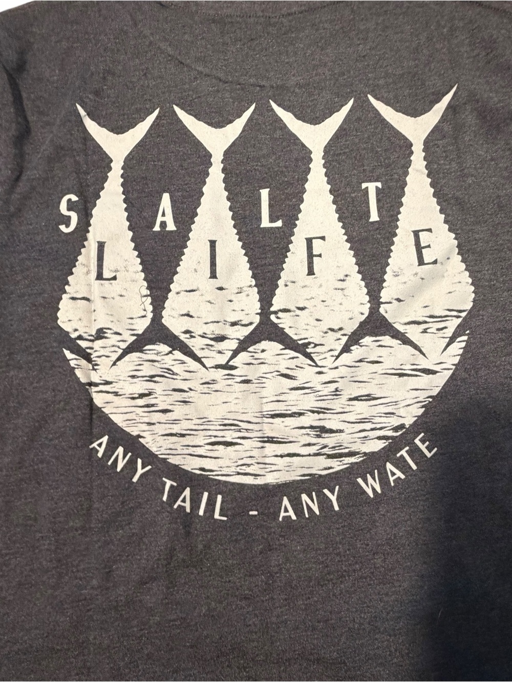 Salt Life Charcoal Tee with White Fish Tail Graphic